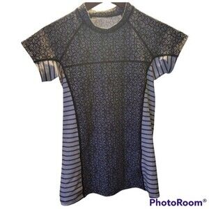 Patagonia Coastal Parisian Preppy Black White Stripe Surf Shirt Rash Guard S